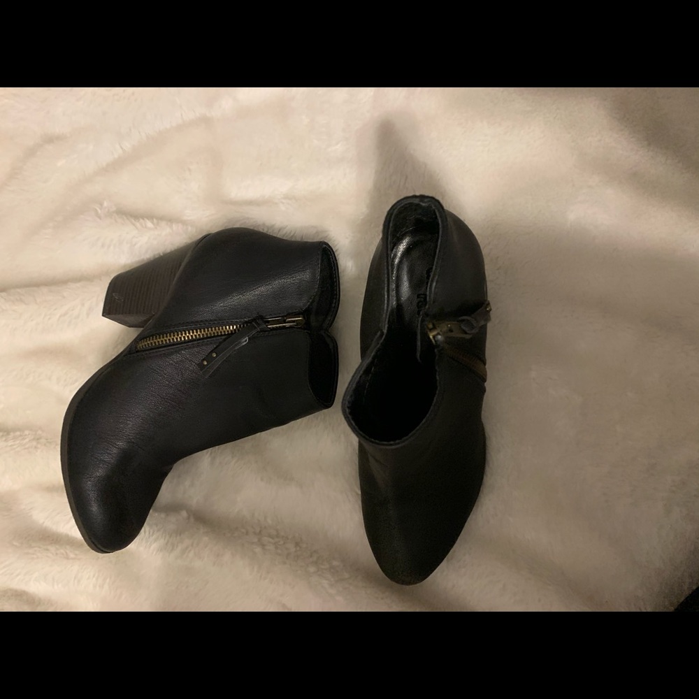 Black leather booties